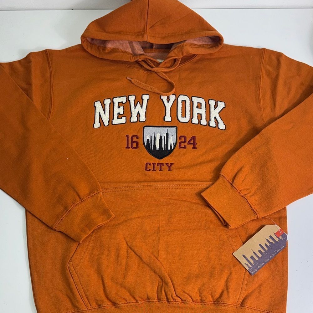 New York City Orange Pullover Hoodie unisex Sz Medium NWT - Picture 3 of 7
